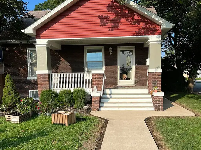 residential concrete walkway cleaned by professional power washing service company edwardsville illinois